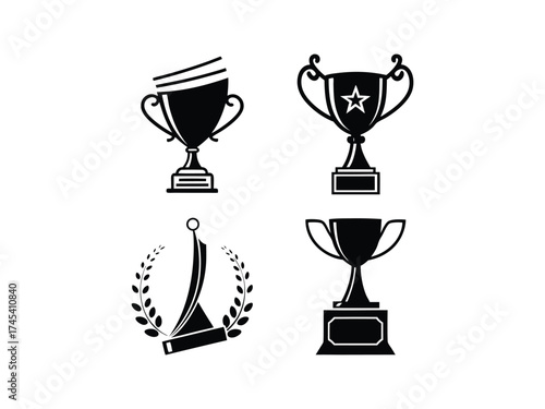 achievement and award icons set trophy