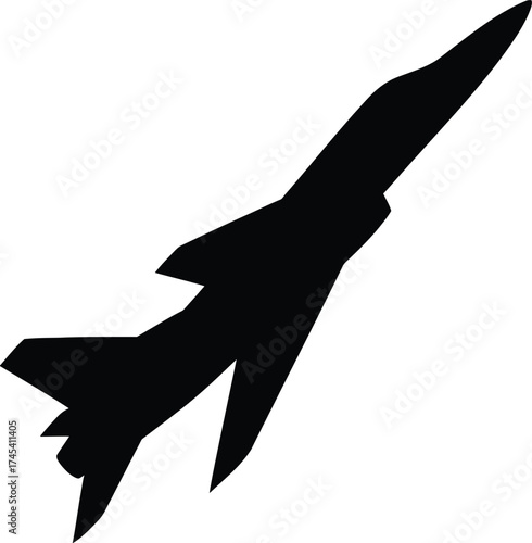 Jet Aircraft Silhouette Vector – Modern Fighter Plane Icon in Black and White