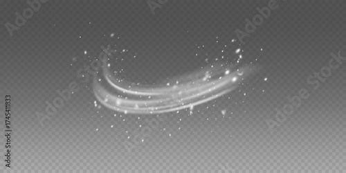 Vector air flow PNG with circular blue wind motion, transparency, and soft blur effect. Ideal for clean, light, and natural backgrounds.
