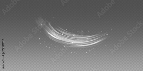 Winter blizzard vector PNG overlay with snow dust and glowing particles. Transparent frosty air texture for cold wind or festive composition.