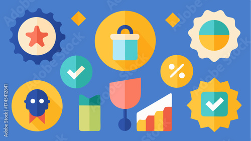 A collection of digital badges representing discounts sales and promotions showcasing the marketing strategies used in ecommerce.