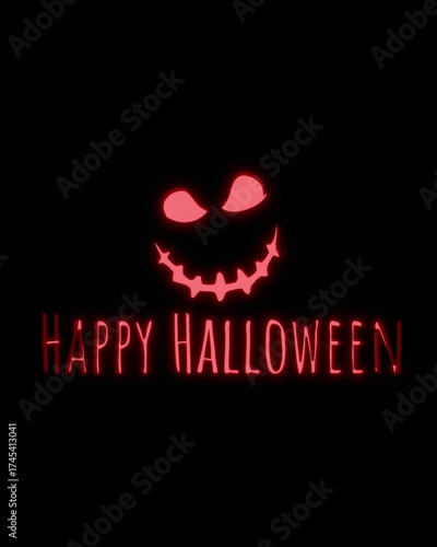 Happy Halloween greeting card with scary face