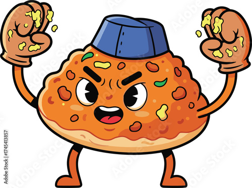 Cartoon Pav Bhaji Character Mashing with Street Food Energy