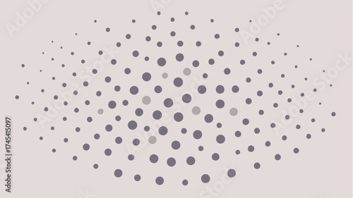 A collection of small dots arranged in various sizes creating an illusion of movement across a soft monochromatic background suggesting flow and transition.