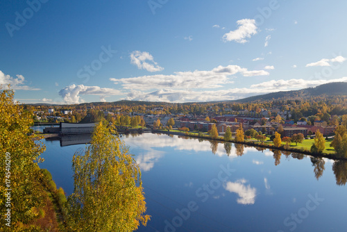 Panoramic view of Solleftea City in in northern Sweden, Scandinavia