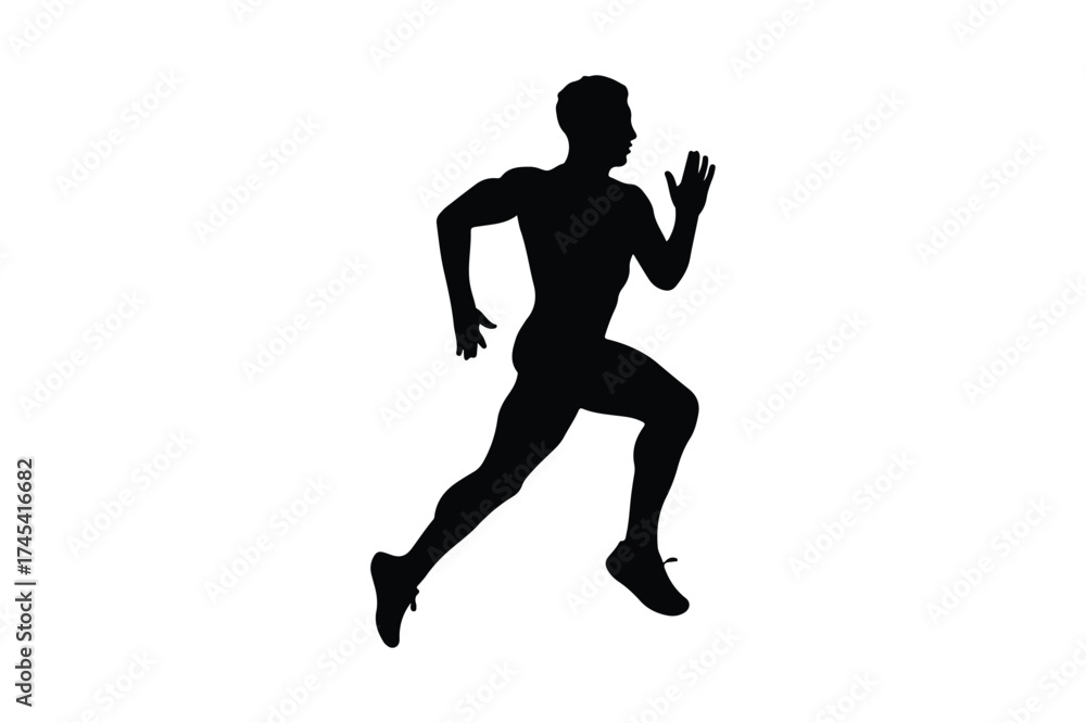Naklejka premium Silhouette of a male athlete running at full speed