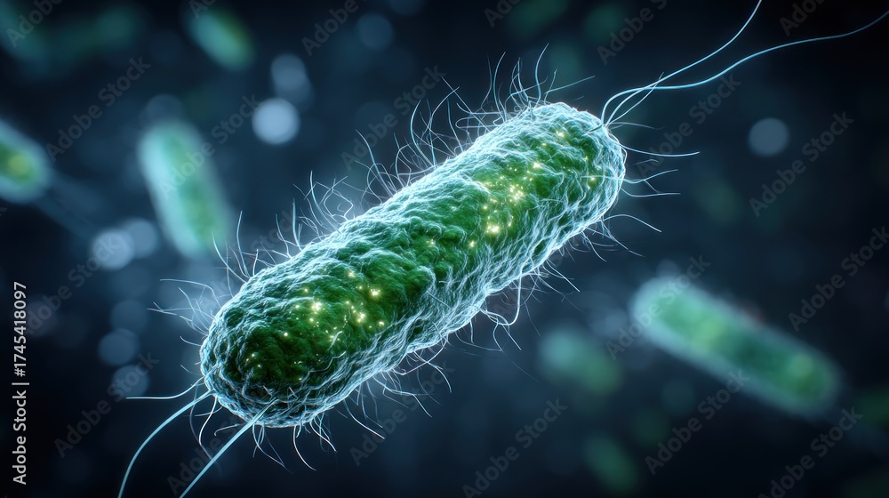 Fototapeta premium Microscopic view of bacteria cell detailed scientific illustration