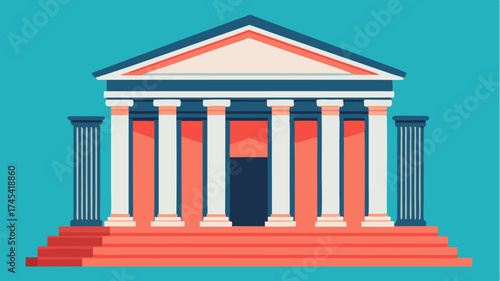 A detailed elevation of a classicalstyle museum showcasing columns entryways and ornamental features in a historical context.