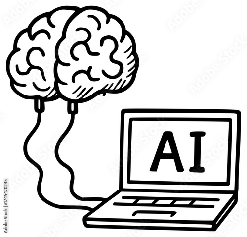 The brain is connected to a computer that runs on artificial intelligence