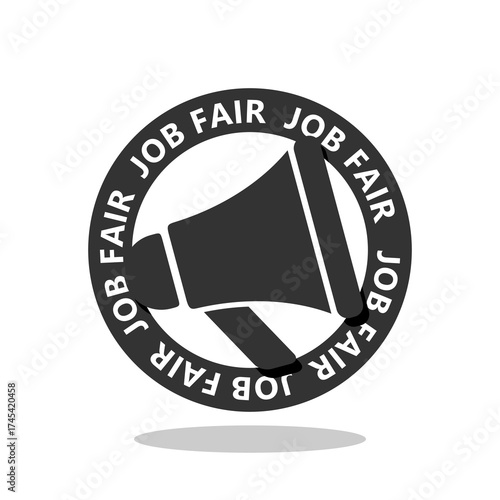 Job fair megaphone icon with shadow