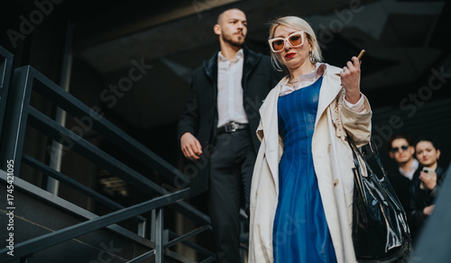 Wallpaper Mural Stylish individuals in an outdoor modern setting, showcasing confidence and professionalism Torontodigital.ca