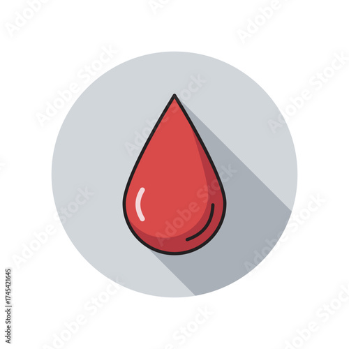 Blood Donation Drop Design Red Blood Cell Icon with Shadow Transfusion Illustration Healthcare Concept for Medical Needs