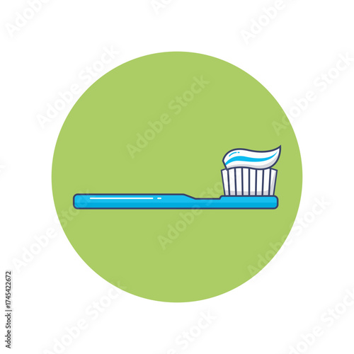 Dental Care Essentials Smiling with Confidence Blue Toothbrush with Fresh Toothpaste Oral Hygiene Illustration Healthy