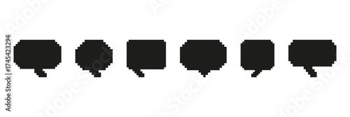 Pixel Messaging Bubbles Set Icon. Pixel Art Collection of Dialog Icons for Digital Communication. Isolated Vector Illustration