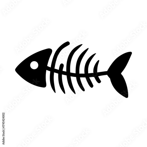 Fish Bone Silhouette - Seafood & Danger Symbol