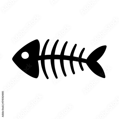 Stylized Fish Skeleton Logo - Abstract Marine Icon