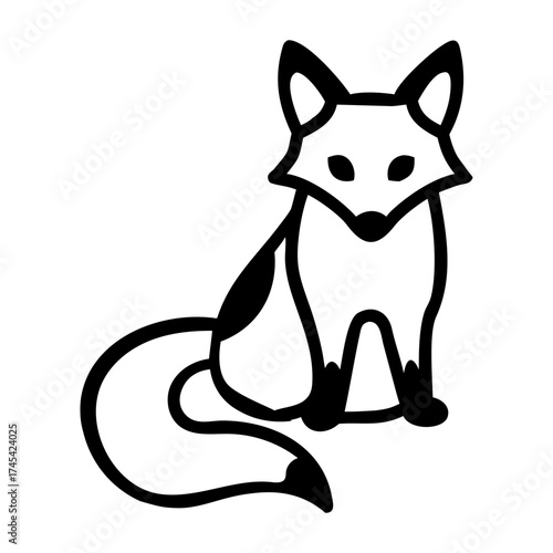 Sitting Fox Icon - Cute Woodland Animal Character