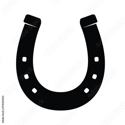 Black horseshoe with nail holes metal luck