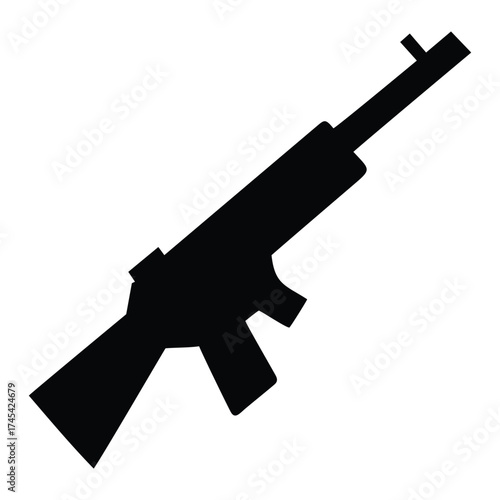 a rifle silhouette vector icon design with a white background	