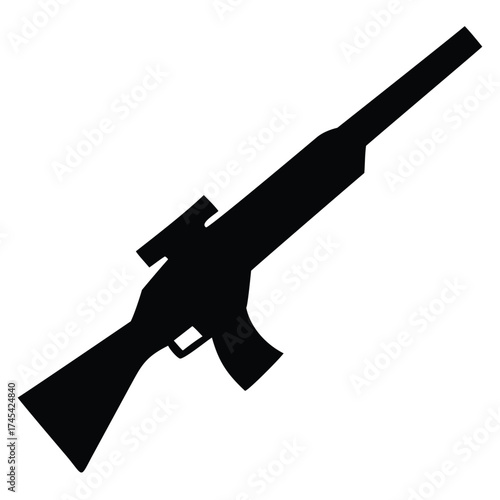 a rifle silhouette vector icon design with a white background	