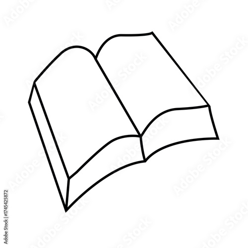 Vector art of simple black and white drawing of an open book, representing knowledge and learning
