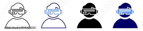 virtual reality icon set multiple style 