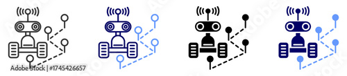 robot navigation icon set multiple style 