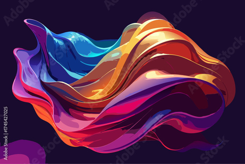 Abstract flowing translucent material vector illustration scalable art vector