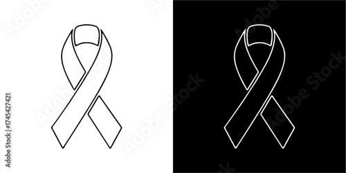 Two awareness ribbon outlines, one on white background, one on black.