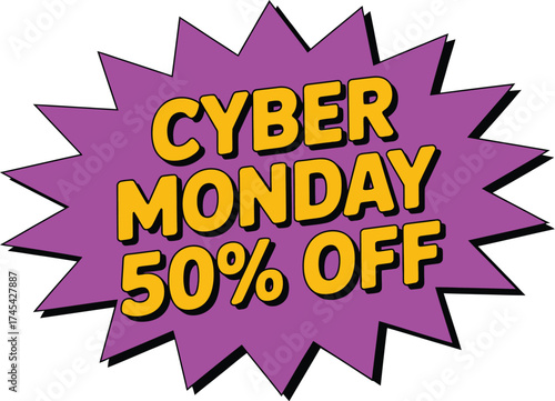 Cyber monday sale get fifty percent off limited time promotion