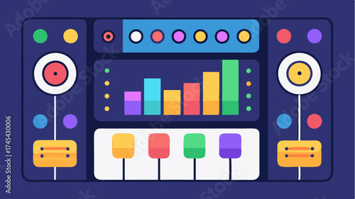 A digital interface displaying multicolored audio tracks each showcasing different instruments layered together in music production.