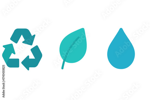 Fundamental environmental symbols for recycling sustainability and water conservation