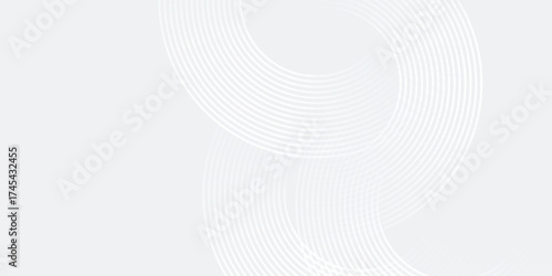 Abstract white glowing geometric lines on gray background. Modern shiny blue circle lines pattern. Futuristic technology vector eps10