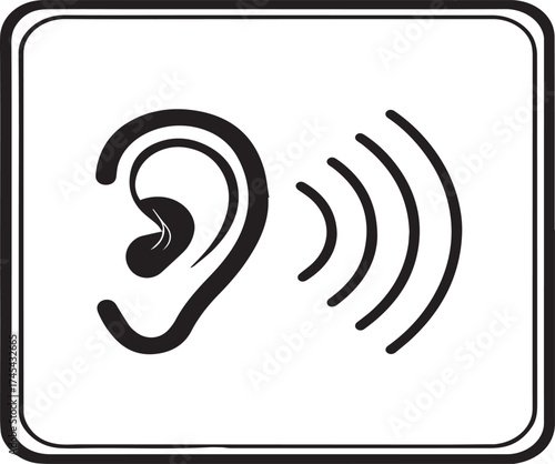 Hearing Impaired Symbol Sign Isolated with Ear and Sound Waves