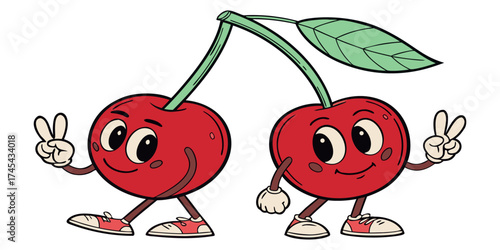Whimsical cherry characters bring playful energy to your designs, perfect for adding a touch of retro charm and cheerful vibes to any creative project