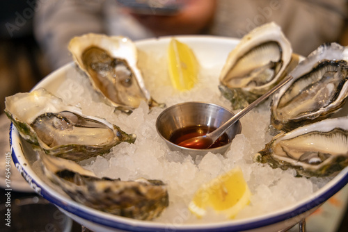 Close-up of Gillardeau Oyster Platter in Paris, French Top Seafood Feast
