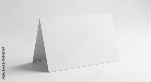 Blank White Folded Card Mockup Standing on a Clean White Background