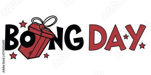Celebrate Bong Day with festive cheer, featuring a fun gift box and stars, perfect for adding a playful touch to your holiday designs