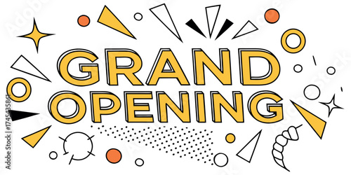 Celebrate a grand opening with this vibrant, eye-catching design perfect for advertising, announcements, and attracting customers to your new business venture