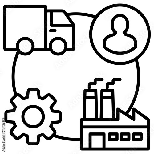 Supply Chain Outline Icon