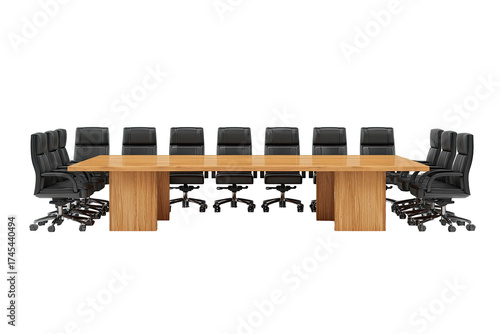 Long wooden conference table with black chairs (1)