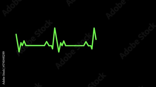 Heartbeat Monitor Line Animation ECG Pulse Alpha Channel