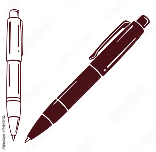 Elegant hand drawn ballpoint pen illustration in a minimalist artistic doodle style for design elements.