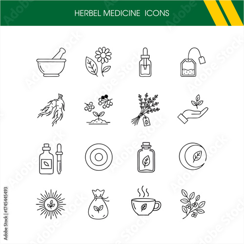 16 Herbel medicine icons