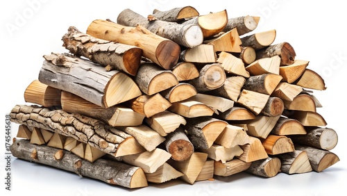 Wallpaper Mural Pile of firewood isolated on white background stack of dry chopped logs ready for winter natural wood background firewood stacked and prepared for winter Torontodigital.ca