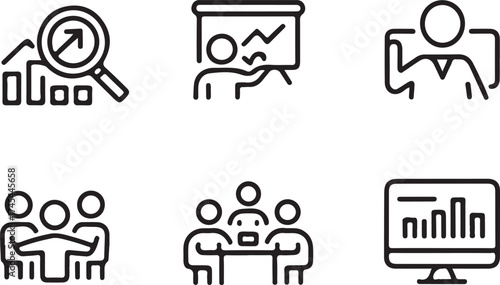 Business and Finance Outline Icons Set for Website and Design Projects