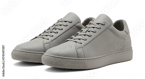 Sustainable vegan leather sneakers mockup, modern eco design, isolated on white background