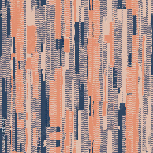 Grunge Washed Block Stripe Patchwork Pattern