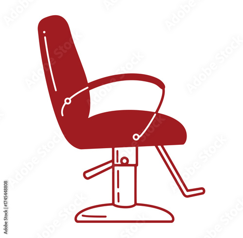 Elegant vector illustration of a red barber shop or salon chair isolated on white