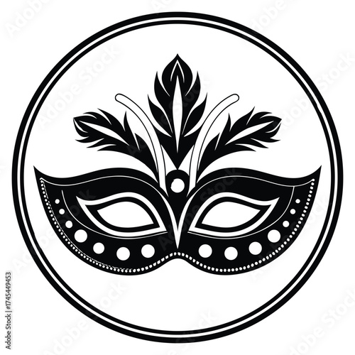 A black silhouette of a party mask